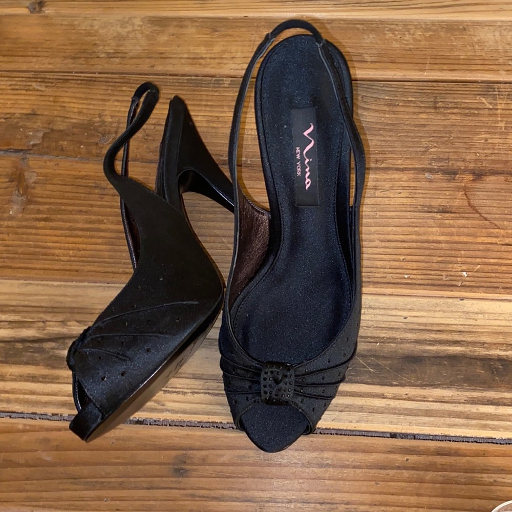 Nina New York black satin heels